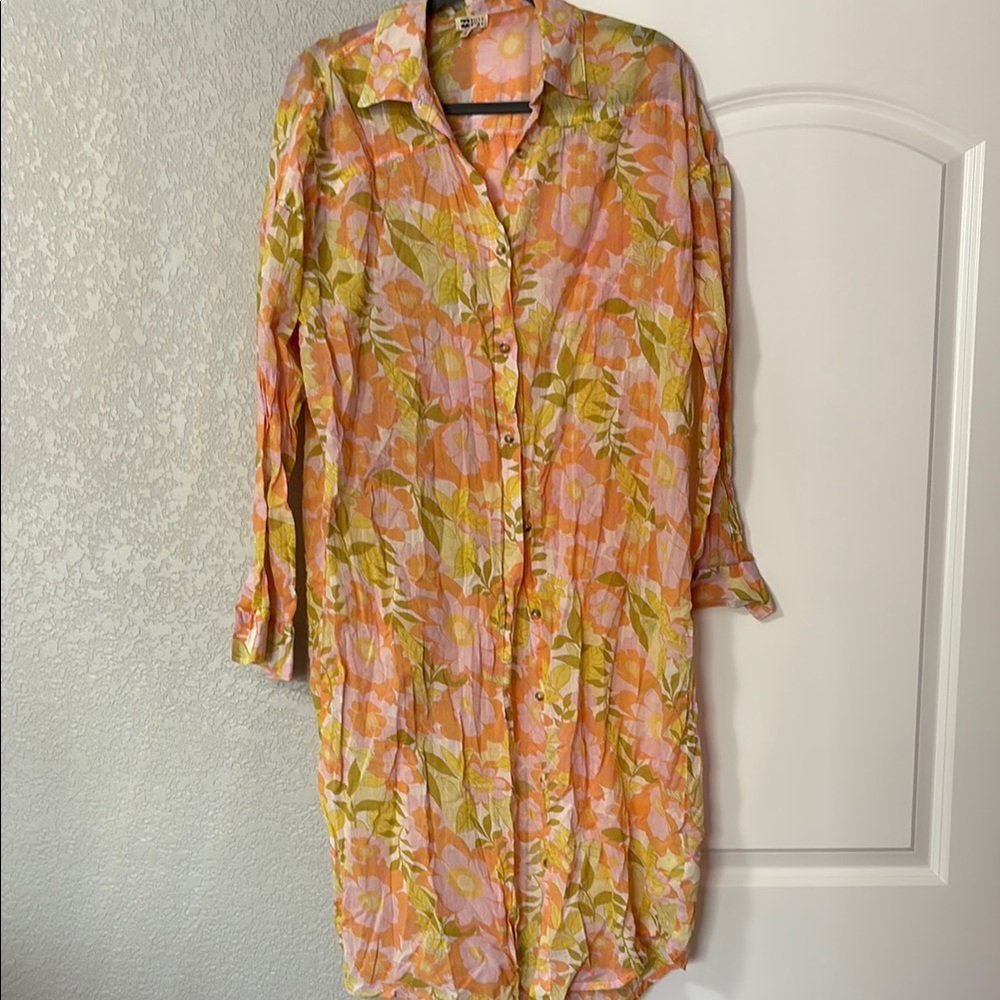 Floral Button-Up swim coverup